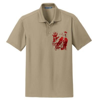 Bloody Halloween Blood Splatter Zombie Hand Dry Zone Grid Polo