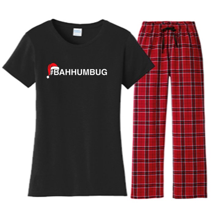 Bahhumbug Hashtag Bah Humbug Santa Hat Grumpy Hate Women's Flannel Pajama Set