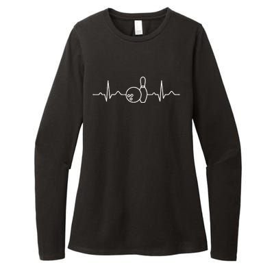 Bowling Heartbeat Bowler ECG Bowling Ball Tournament Gift Womens CVC Long Sleeve Shirt