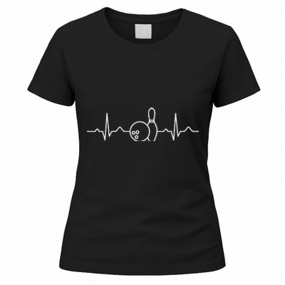 Bowling Heartbeat Bowler ECG Bowling Ball Tournament Gift Women's T-Shirt