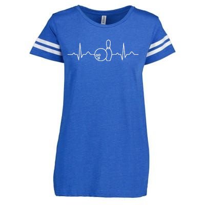 Bowling Heartbeat Bowler ECG Bowling Ball Tournament Gift Enza Ladies Jersey Football T-Shirt