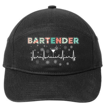 Bartender Heartbeat Bartending Lover Cocktail Maker Xmas Great Gift 7-Panel Snapback Hat