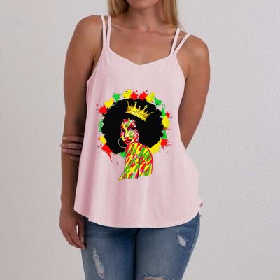 Black History Black Queen Afro Melanin Juneteenth Dripping Women's Strappy Tank