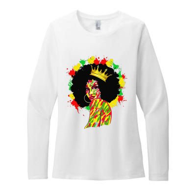 Black History Black Queen Afro Melanin Juneteenth Dripping Womens CVC Long Sleeve Shirt