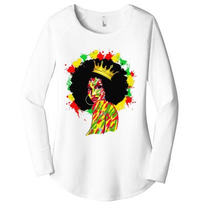 Black History Black Queen Afro Melanin Juneteenth Dripping Women's Perfect Tri Tunic Long Sleeve Shirt