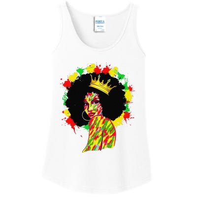 Black History Black Queen Afro Melanin Juneteenth Dripping Ladies Essential Tank