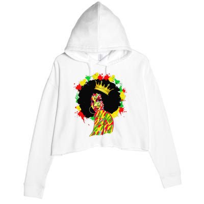 Black History Black Queen Afro Melanin Juneteenth Dripping Crop Fleece Hoodie