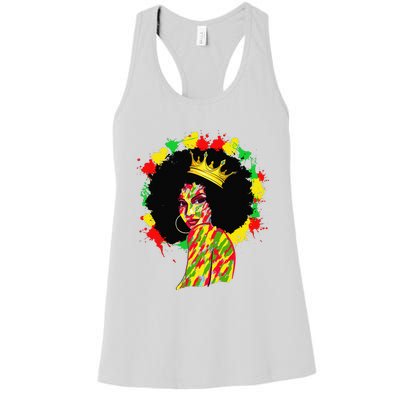 Black History Black Queen Afro Melanin Juneteenth Dripping Women's Racerback Tank