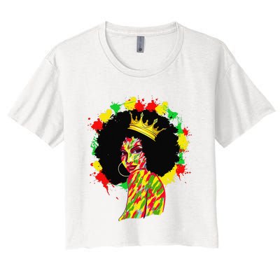 Black History Black Queen Afro Melanin Juneteenth Dripping Women's Crop Top Tee