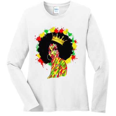 Black History Black Queen Afro Melanin Juneteenth Dripping Ladies Long Sleeve Shirt