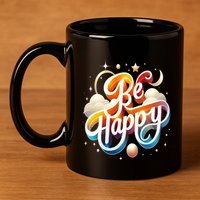 Be Happy 11oz C Handle Ceramic Mug