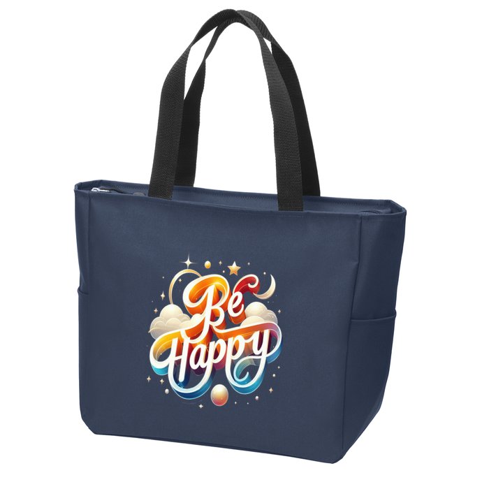 Be Happy Zip Tote Bag