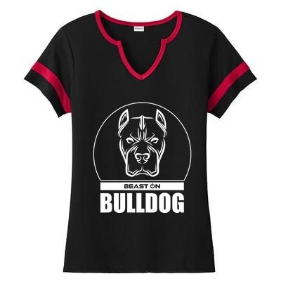 Bulldog Head Beast Gym Fitness Training Workout Gains Gift Ladies Halftime Notch Neck Tee