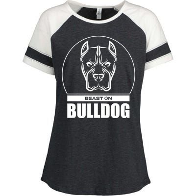 Bulldog Head Beast Gym Fitness Training Workout Gains Gift Enza Ladies Jersey Colorblock Tee