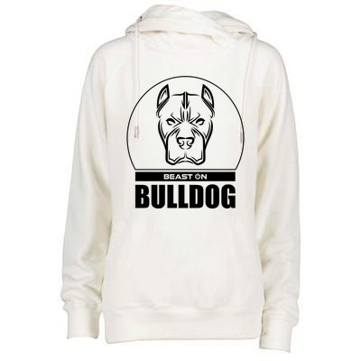 Bulldog Head Beast Gym Fitness Training Workout Gains Gift Womens Funnel Neck Pullover Hood