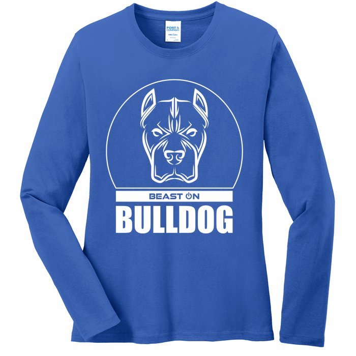 Bulldog Head Beast Gym Fitness Training Workout Gains Gift Ladies Long Sleeve Shirt