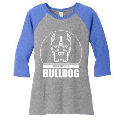 Bulldog Head Beast Gym Fitness Training Workout Gains Gift Women's Tri-Blend 3/4-Sleeve Raglan Shirt