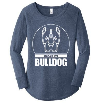 Bulldog Head Beast Gym Fitness Training Workout Gains Gift Women's Perfect Tri Tunic Long Sleeve Shirt