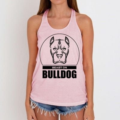 Bulldog Head Beast Gym Fitness Training Workout Gains Gift Women's Knotted Racerback Tank