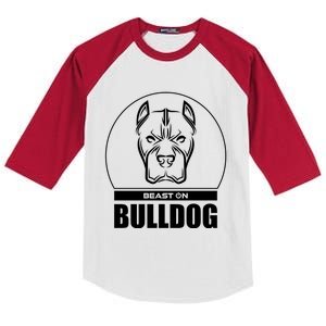 Bulldog Head Beast Gym Fitness Training Workout Gains Gift Kids Colorblock Raglan Jersey