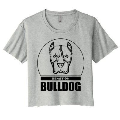 Bulldog Head Beast Gym Fitness Training Workout Gains Gift Women's Crop Top Tee