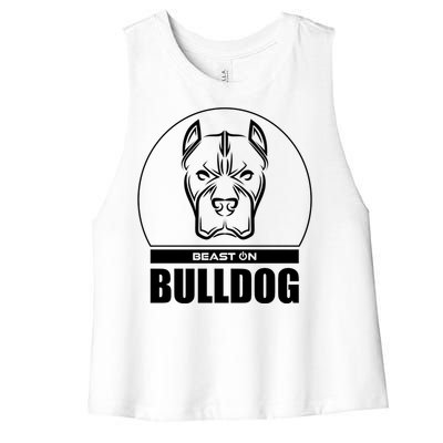 Bulldog Head Beast Gym Fitness Training Workout Gains Gift Women's Racerback Cropped Tank