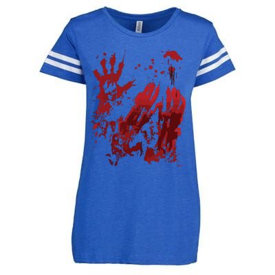 Bloody Halloween Blood Splatter Zombie Hand Graphic Enza Ladies Jersey Football T-Shirt