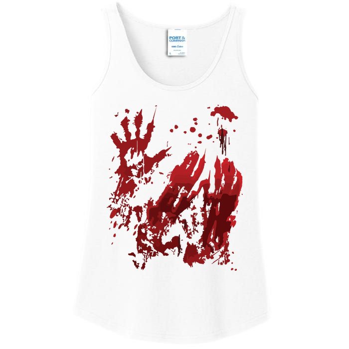 Bloody Halloween Blood Splatter Zombie Hand Graphic Ladies Essential Tank