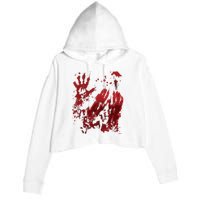 Bloody Halloween Blood Splatter Zombie Hand Graphic Crop Fleece Hoodie