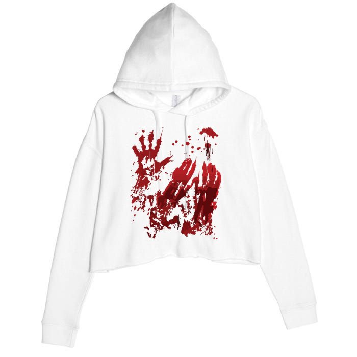 Bloody Halloween Blood Splatter Zombie Hand Graphic Crop Fleece Hoodie