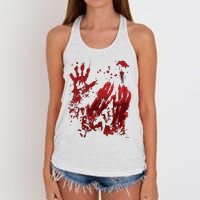 Bloody Halloween Blood Splatter Zombie Hand Graphic Women's Knotted Racerback Tank