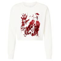 Bloody Halloween Blood Splatter Zombie Hand Graphic Cropped Pullover Crew