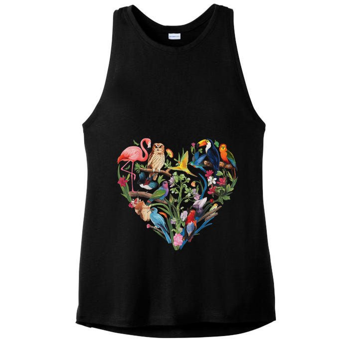 Bird Heart Birding Bird Watching Birder Bird Watcher Design Ladies PosiCharge Tri-Blend Wicking Tank