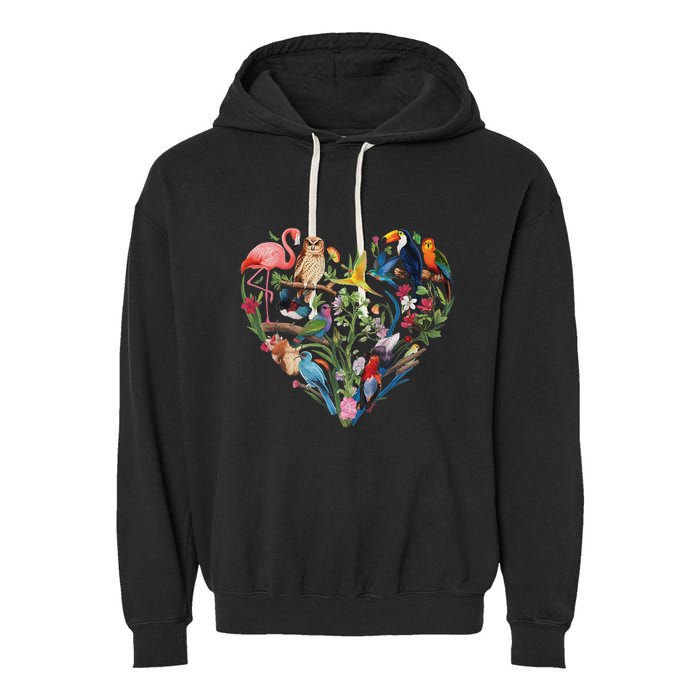 Bird Heart Birding Bird Watching Birder Bird Watcher Design Garment-Dyed Fleece Hoodie