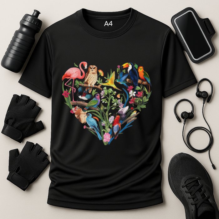 Bird Heart Birding Bird Watching Birder Bird Watcher Design Performance Shirt
