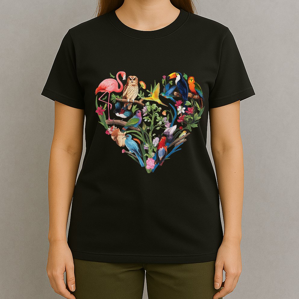 Bird Heart Birding Bird Watching Birder Bird Watcher Design T-Shirt