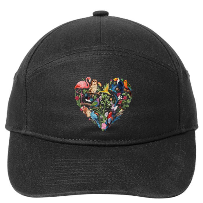 Bird Heart Birding Bird Watching Birder Bird Watcher Design 7-Panel Snapback Hat