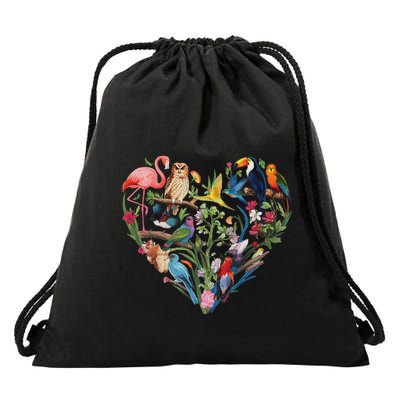 Bird Heart Birding Bird Watching Birder Bird Watcher Design Drawstring Bag