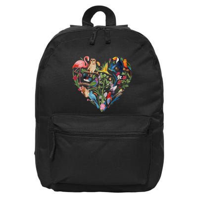 Bird Heart Birding Bird Watching Birder Bird Watcher Design 16 in Basic Backpack