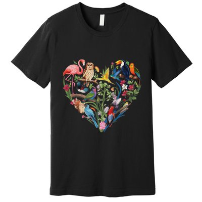Bird Heart Birding Bird Watching Birder Bird Watcher Design Premium T-Shirt