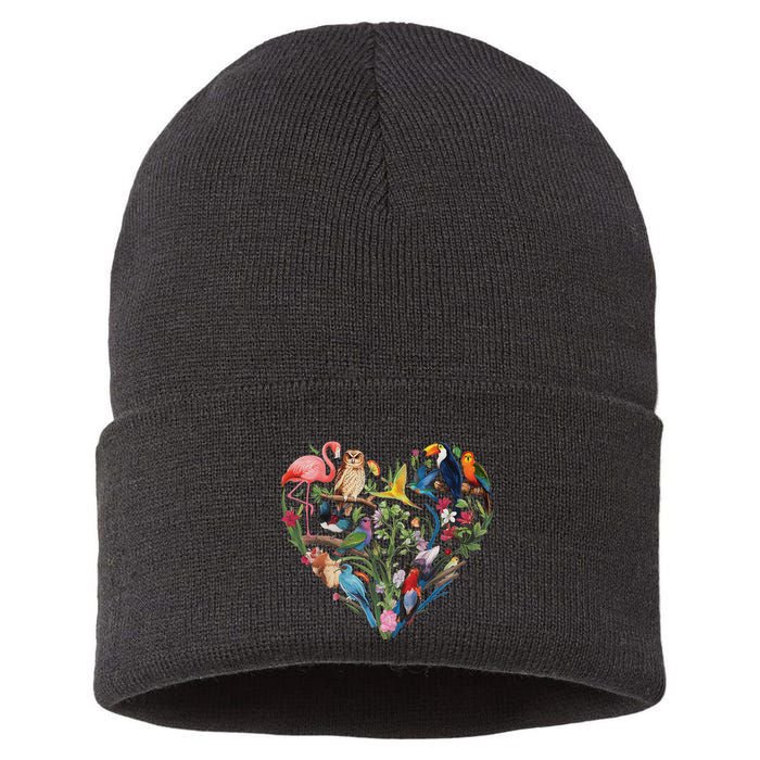 Bird Heart Birding Bird Watching Birder Bird Watcher Design Sustainable Knit Beanie