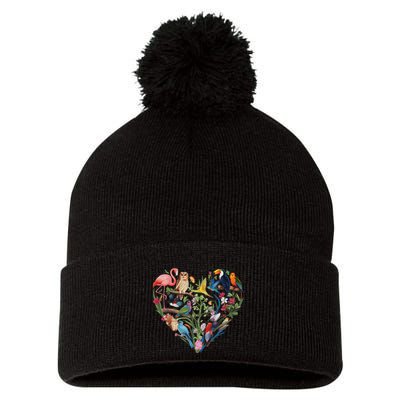 Bird Heart Birding Bird Watching Birder Bird Watcher Design Pom Pom 12in Knit Beanie