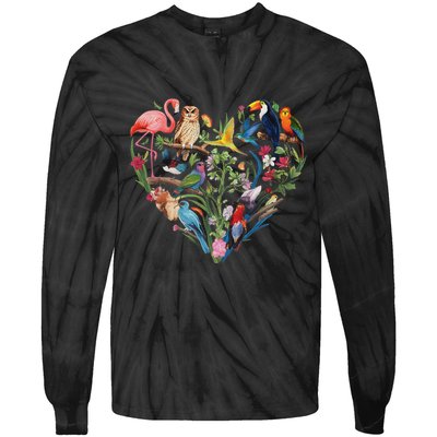 Bird Heart Birding Bird Watching Birder Bird Watcher Design Tie-Dye Long Sleeve Shirt
