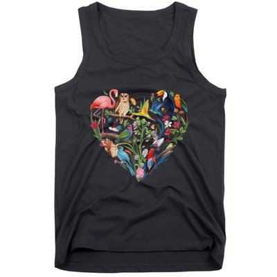 Bird Heart Birding Bird Watching Birder Bird Watcher Design Tank Top