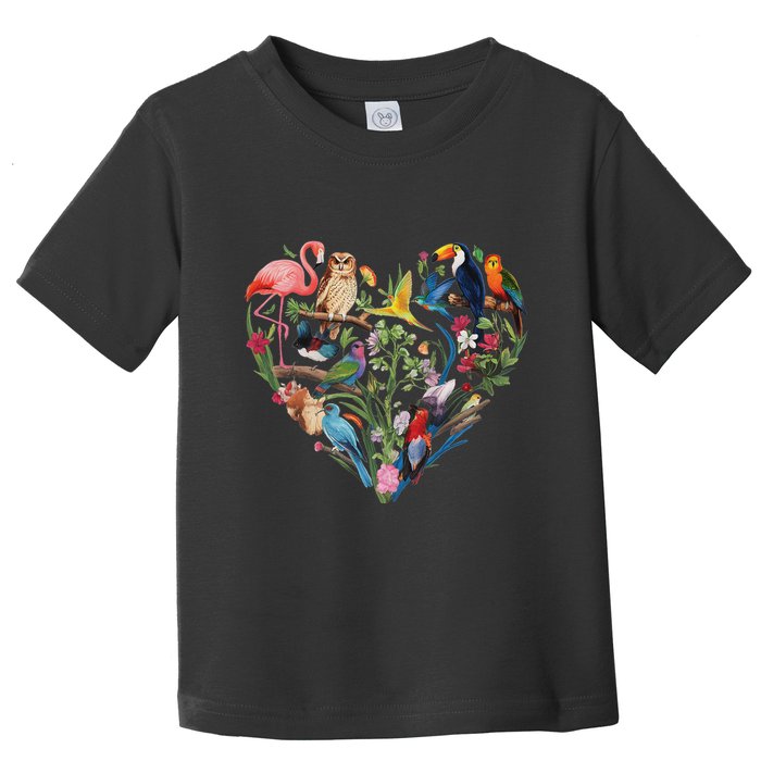 Bird Heart Birding Bird Watching Birder Bird Watcher Design Toddler T-Shirt