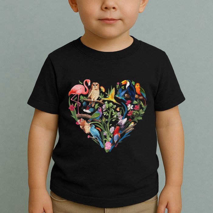 Bird Heart Birding Bird Watching Birder Bird Watcher Design Toddler T-Shirt