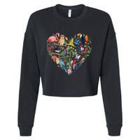 Bird Heart Birding Bird Watching Birder Bird Watcher Design Cropped Pullover Crew
