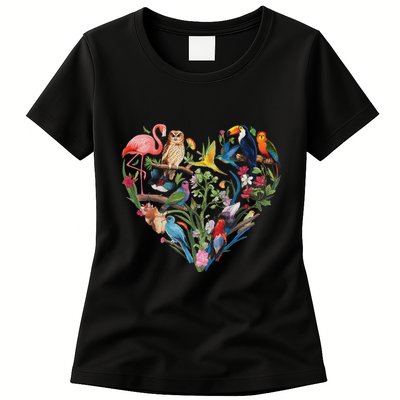 Bird Heart Birding Bird Watching Birder Bird Watcher Design Womens T-Shirt
