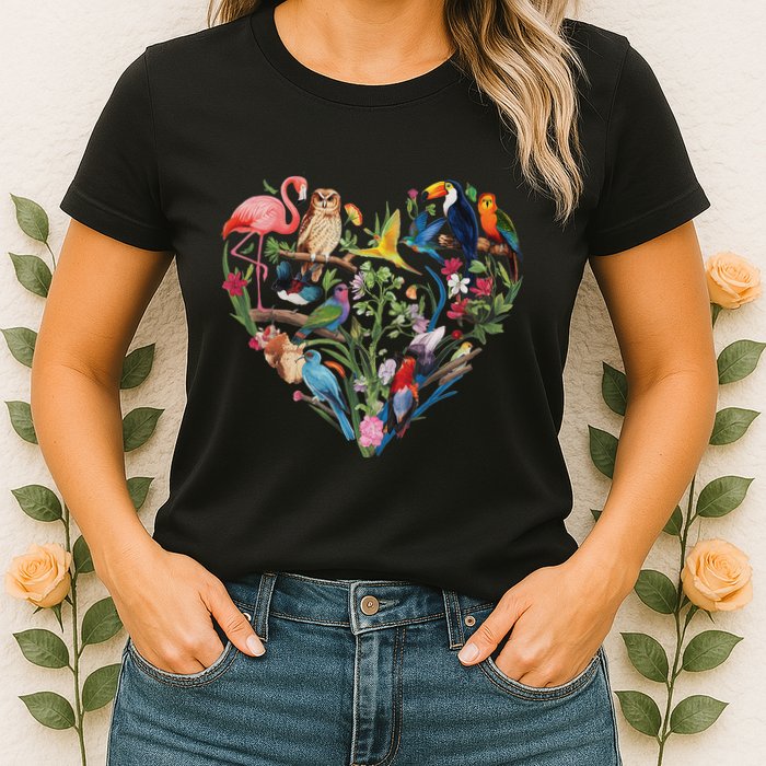 Bird Heart Birding Bird Watching Birder Bird Watcher Design Womens T-Shirt