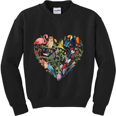 Bird Heart Birding Bird Watching Birder Bird Watcher Design Kids Sweatshirt